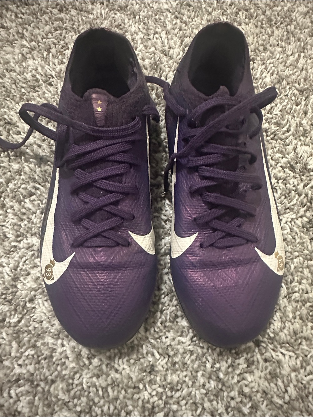 Nike boys Purple Soccer Cleats with White Swoosh